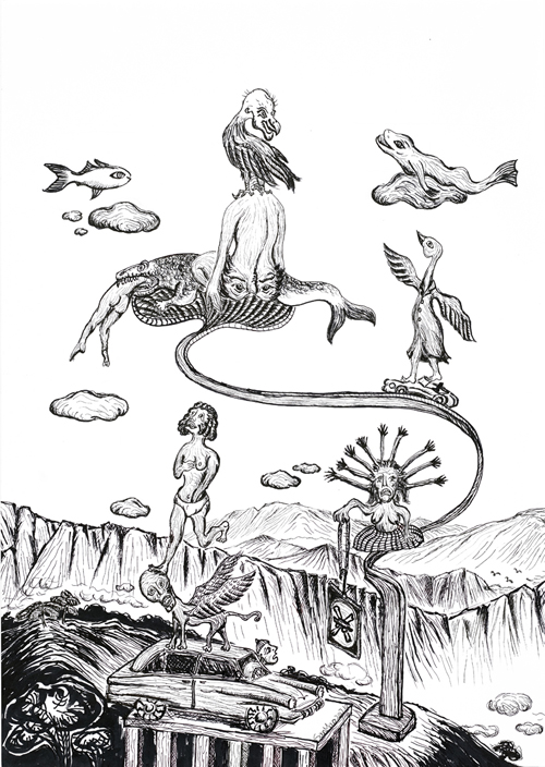 《远古》系列3 50X40cm 纸本2016