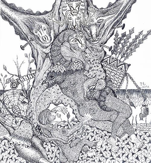 《远古》系列1 55X40cm 纸本2017